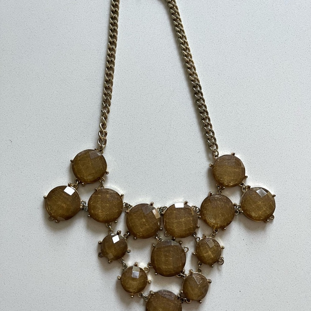 Geometric Light Brown / Gold Statement Necklace - image 3